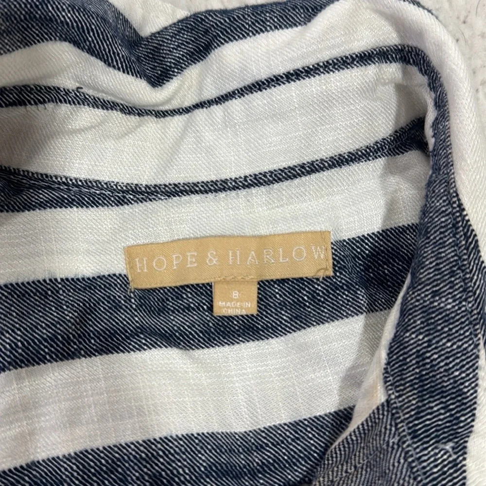 Hope & Harlow blue and White button down Striped Midi shirt Dress size 8 - Picture 6 of 8
